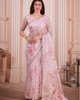 Pink Effortless Premium Metallic Organza Floral Digital Printed Saree