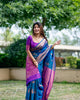 Blue Soft Banarasi Silk Zari Weaving Pattern Saree