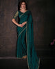 Bottle Green Graceful Chiffon Thread Embroidered Stone Work Saree