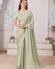 Mint Green Majestic Premium Satin Swarovski Work Saree