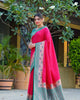 Pink Banarasi Soft Silk Zari Weaving Paithani Saree With Beautiful Contrast Peacock Border