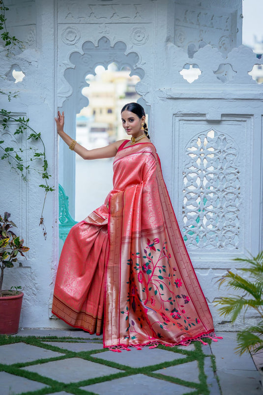 Dark Pink Soft Kanjivaram Silk Rich Paithnai Pallu Traditional Saree