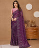 Purple Designer Burberry Silk Sequence Embroidered Work Saree