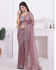 Mauve Graceful Premium Metallic Organza Stone Work Saree