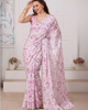 Lavender Elegant Premium Satin Floral Digital Printed Saree