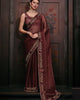 Brown Radiant Premium Metallic Organza Stone Work Saree