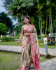 Beige-Pink Classic Tussar Silk Traditional Weaving Pattern Saree