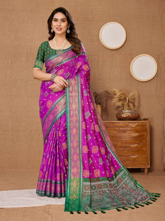 Wine Soft Banarasi Silk Zari Weaving Traditional Motif Saree