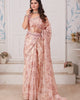 Peach Radiant Premium Metallic Organza Floral Digital Printed Saree