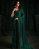 Bottle Green Radiant Premium Satin Sequence Embroidered Work Saree