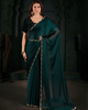 Teal Green Latest Georgette Silk Plain Handwork Border Saree