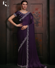 Violet Elegant Premium Satin Silk Swarovski Work Saree