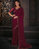 Maroon Graceful Chiffon Thread Embroidered Stone Work Saree