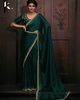 Bottle Green Radiant Premium Satin Silk Swarovski Work Saree