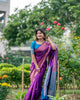 Purple Soft Banarasi Silk Zari Weaving Pattern Saree