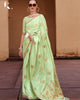 Mint Green Pure Satin With Copper Zari Weaving Designer Saree