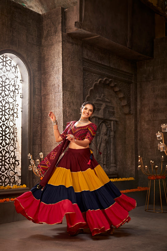 Multi-Color Viscose Rayon Printed Semi Stitched Lehenga Choli