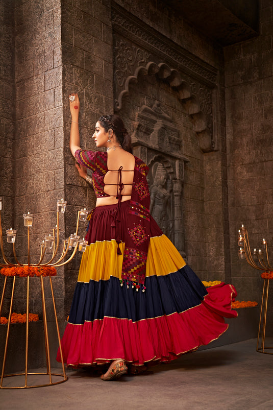 Multi-Color Viscose Rayon Printed Semi Stitched Lehenga Choli