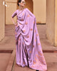 Lavender Pure Satin With Copper Zari Weaving Designer Saree