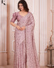 Mauve Elegant Premium Satin Floral Digital Printed Saree