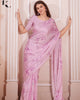 Pink Trendy Premium Satin Floral Digital Printed Saree