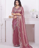 Pink Beautiful Premium Metallic Organza Stone Work Saree