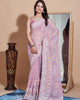 Pink Soft Georgette Thread Embroidered Work Saree