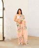 Peach Taby Organza Floral Print Hand Cutdana Work Saree