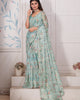 Sky Blue Radiant Premium Metallic Organza Floral Digital Printed Saree