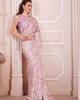 Pink Radiant Premium Satin Floral Digital Printed Saree