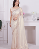 White Stunning Premium Metallic Organza Stone Work Saree