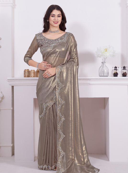 Sand Beautiful Premium Metallic Organza Stone Work Saree