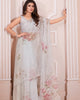 Off-White Graceful Premium Metallic Organza Floral Digital Printed Saree