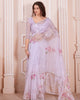 Lavender Graceful Premium Metallic Organza Floral Digital Printed Saree