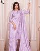 Lavender Trendy Premium Satin Floral Digital Printed Saree