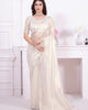 White Beautiful Premium Metallic Organza Stone Work Saree