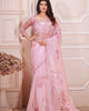 Pink Graceful Premium Metallic Organza Floral Digital Printed Saree