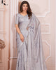 Grey Trendy Premium Satin Floral Digital Printed Saree