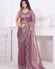 Purple Beautiful Premium Metallic Organza Stone Work Saree