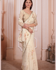 Beige Effortless Premium Metallic Organza Floral Digital Printed Saree