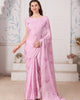 Pink Graceful Premium Satin Floral Digital Printed Saree