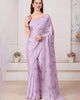 Lavender Graceful Premium Satin Floral Digital Printed Saree