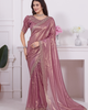 Pink Stunning Premium Metallic Organza Stone Work Saree