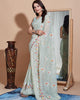 Light Green Soft Georgette Thread Embroidered Work Saree