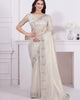 White Graceful Premium Metallic Organza Stone Work Saree