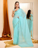 Sky Blue Taby Organza Silk Copper Sequence Work Saree