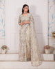 Grey Radiant Premium Metallic Organza Floral Digital Printed Saree