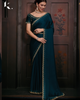 Teal Blue Radiant Premium Satin Silk Swarovski Work Saree