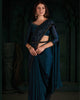 Teal Blue Radiant Premium Satin Sequence Embroidered Work Saree