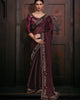 Wine Radiant Premium Metallic Organza Stone Work Saree